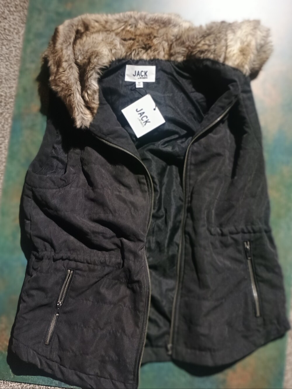 JACK FAUX-FUR-TRIMMED HOOD VEST